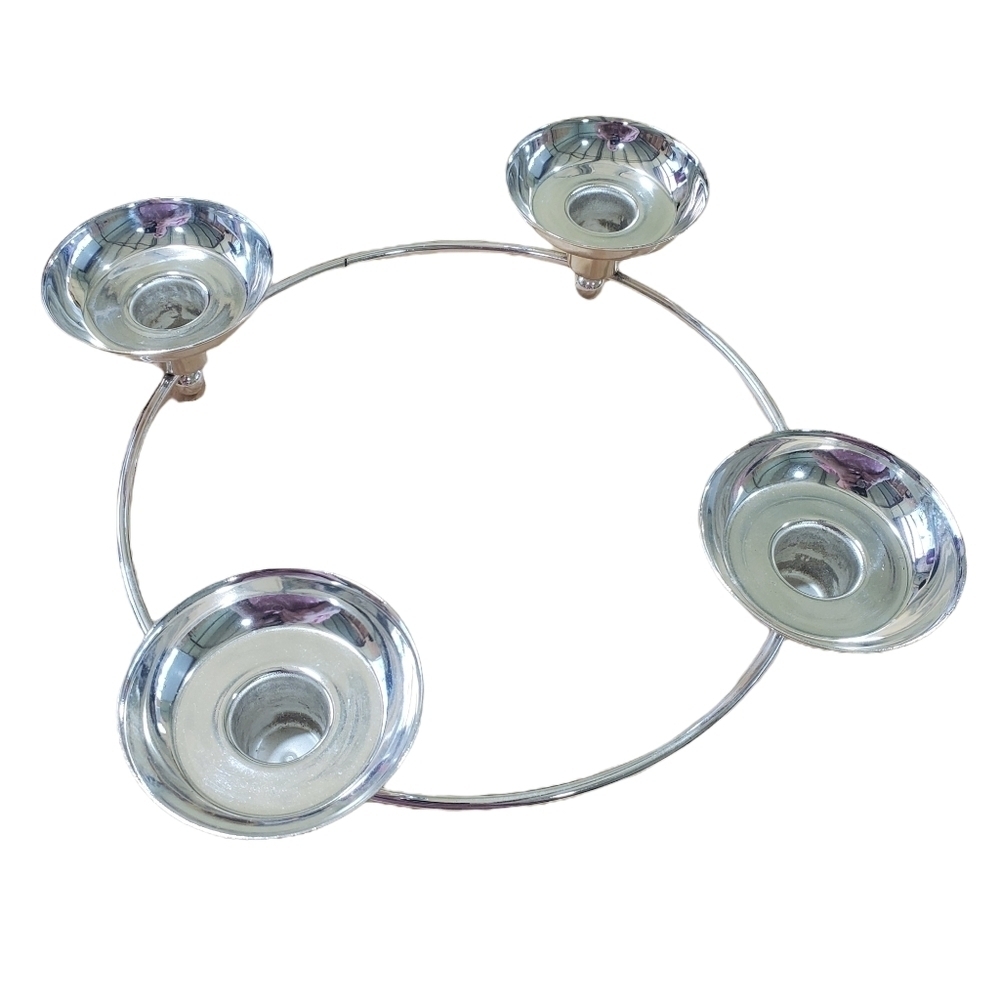 Partylite quartet candelabra silver circular pattern candle holder